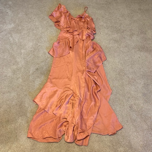 NWT coral asos asymmetrical tiered ruffle dress - Picture 4 of 9